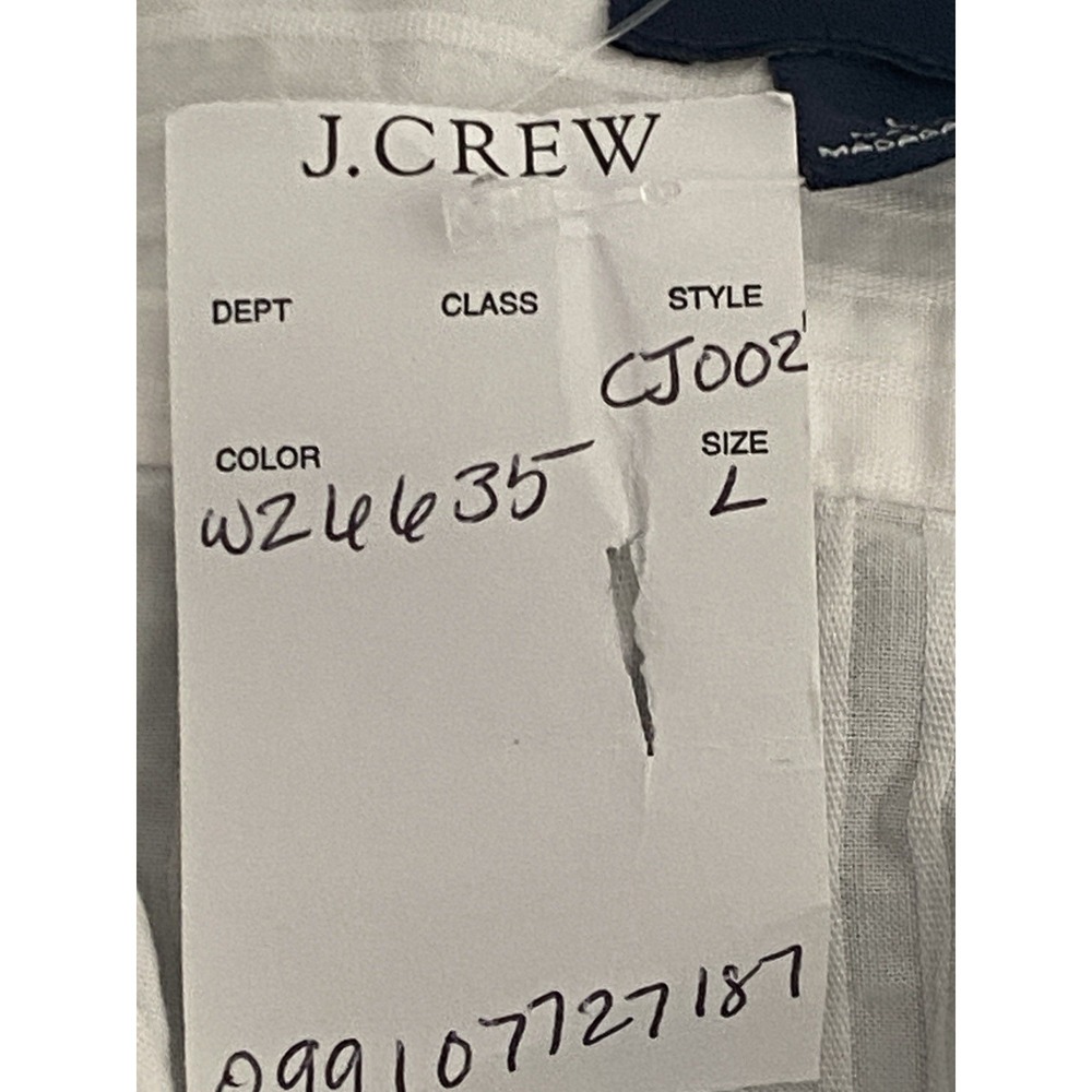 NWT J.Crew Camp Shirt Textured White Cotton Short Sleeve Preppy Men's Size L - Picture 7 of 8